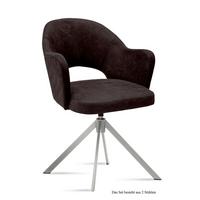 ARMLEHNSTUHL drehbar (2er-Set) Davinia 59x87x61 Edelstahl/Espresso - Edelstahlfarben/Dunkelbraun, Kunststoff (61/87/59cm) - 58aufmkessel