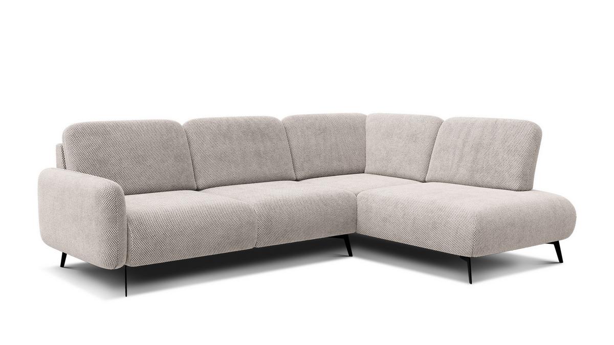 ECKSOFA FEBE 5-Sitzer rechts, beige - Beige/Schwarz, Holz/Textil (271/190cm) - Wozimo