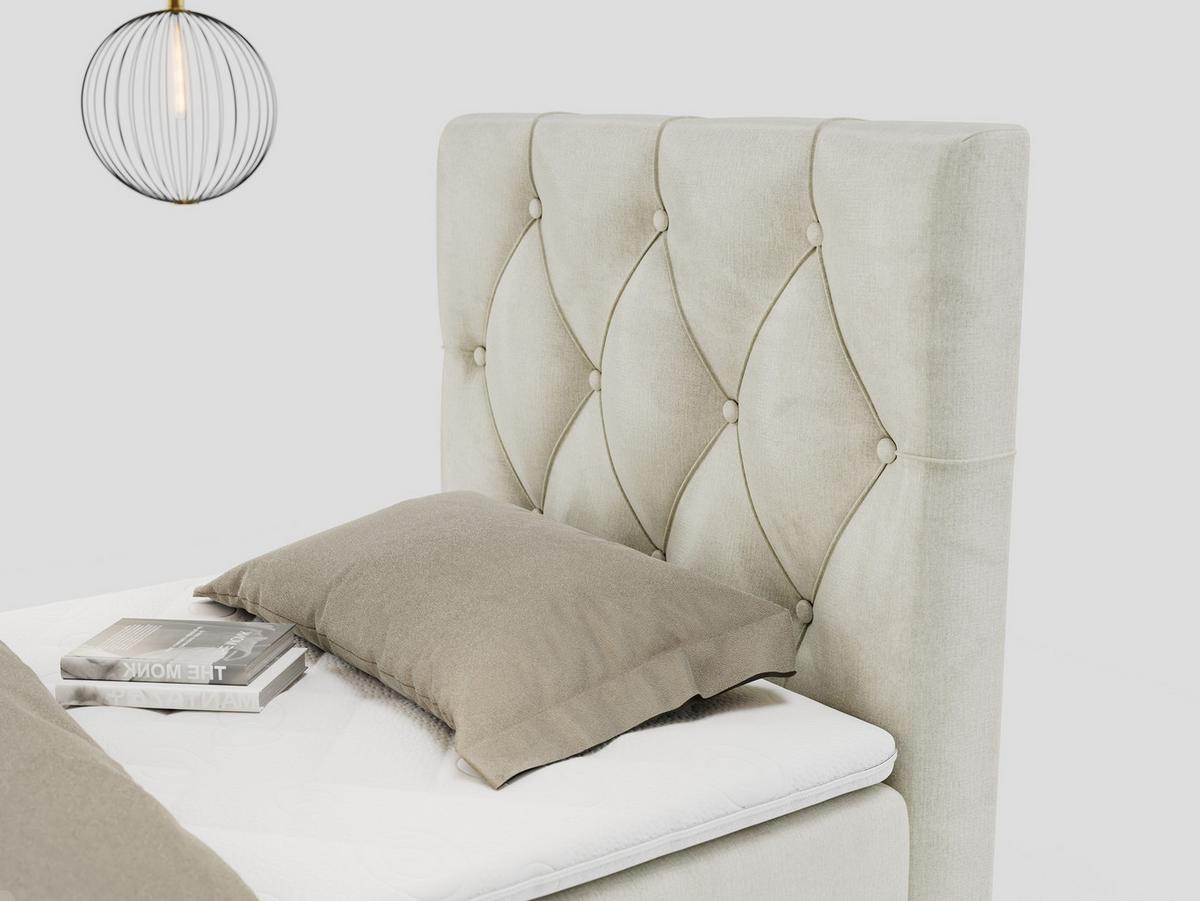 BOXBETT ALDA 90/200 Beige Velvet - H3 - Rechts Seite - Beige, Holz/Textil (90/200cm) - MKS