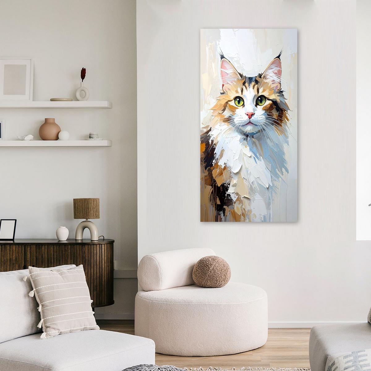 LEINWANDBILD Katze Tier 50x100cm - Grau, Textil (50/100cm) - Feeby