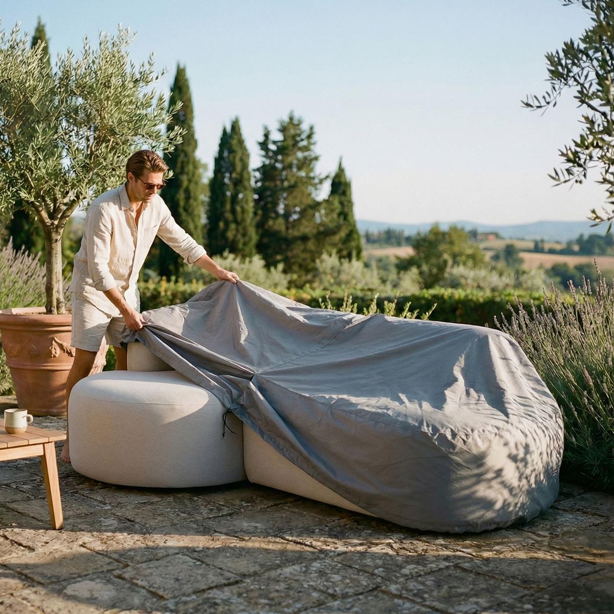 ABDECKHAUBE SORRENTO - Grau, Textil (225/73/143cm) - IDIMEX