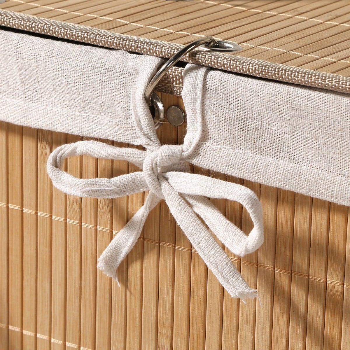 ECK-WÄSCHEKORB aus bambus 35/35/60 cm - Eschefarben, Holzwerkstoff (35/60/38cm) - Calicosy