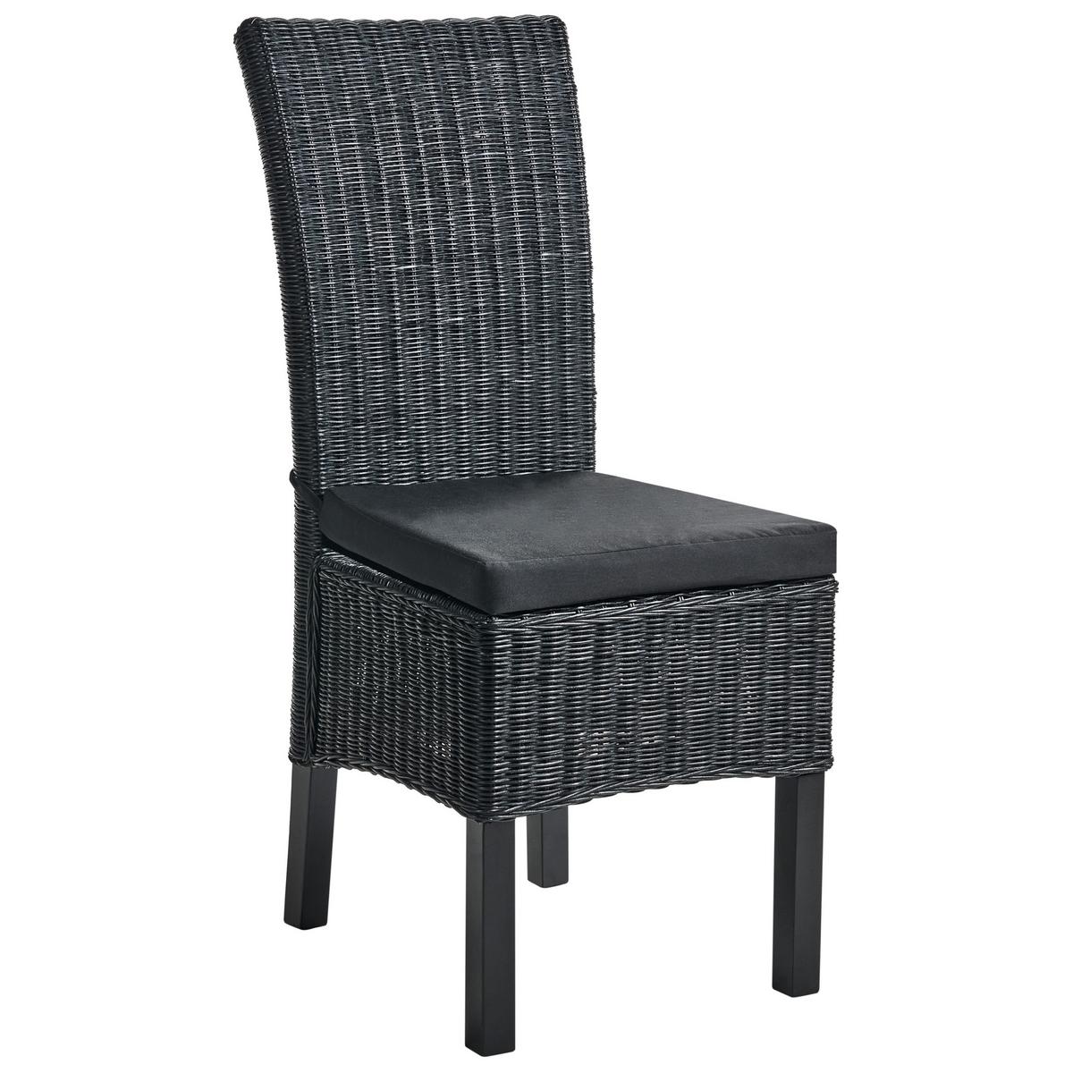 ESSZIMMERSTUHL 2er-Set Schwarz Andes - Schwarz, Naturmaterialien (43/105/50cm) - Beliani