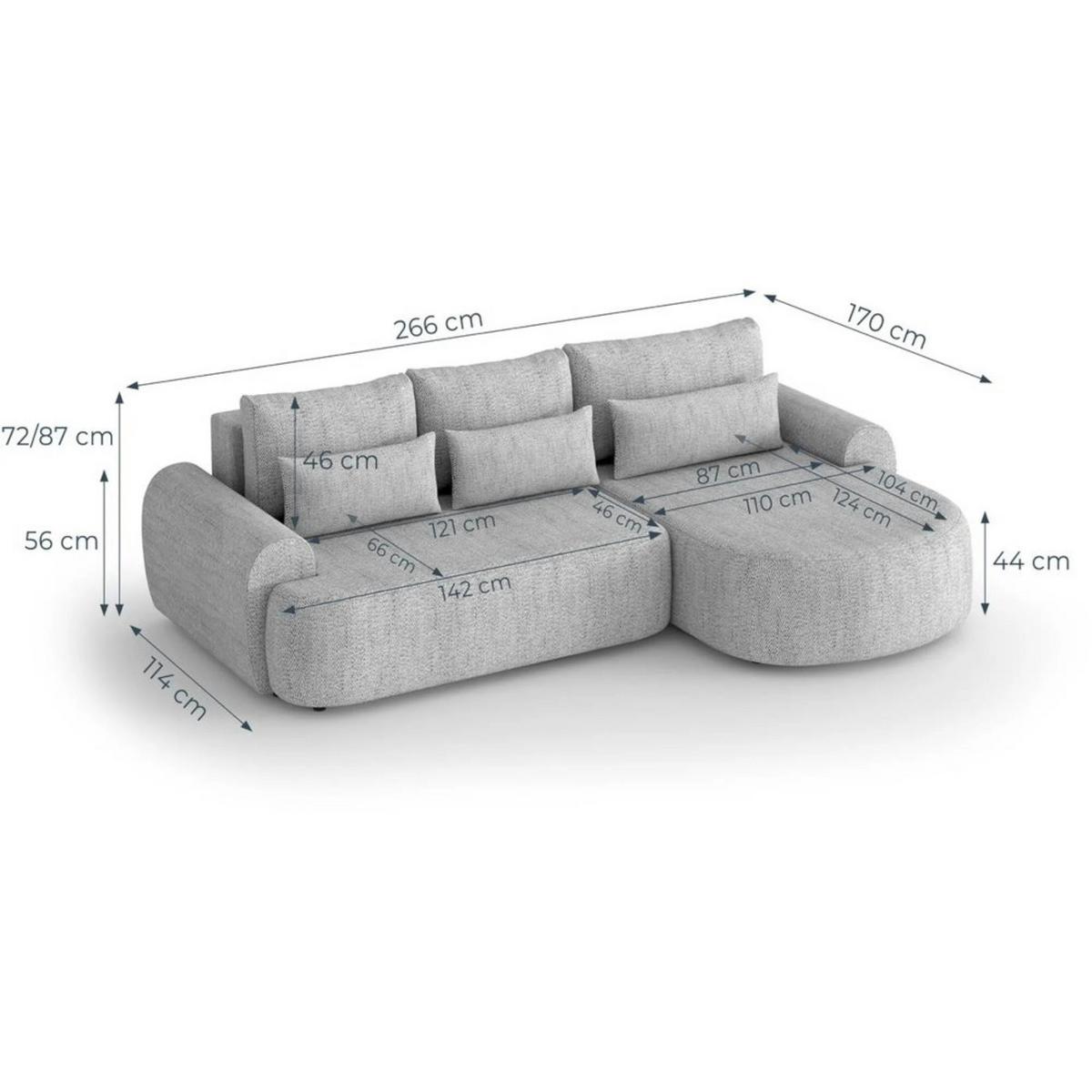 ECKSCHLAFSOFA Olivio L Beige - Beige/Schwarz, Kunststoff/Textil (266/170cm) - Beautysofa