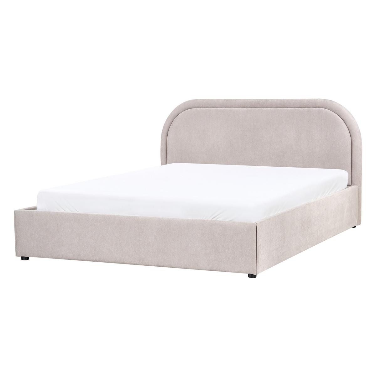 BETT mit Stauraum 140/200 cm Chenillegewebe Taupe Quillien - Taupe, Textil (140/200cm) - Beliani