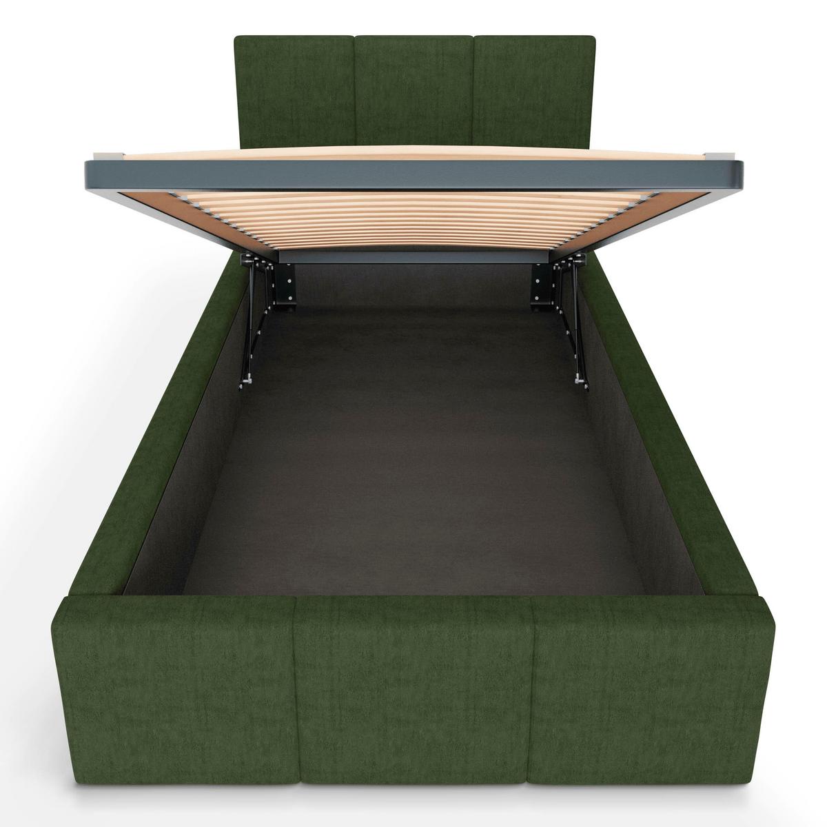 POLSTERBETT für Schlafzimmer Bett mit Stauraum Khaki 90x200 - Olivgrün, Holzwerkstoff/Metall (90/200cm) - Muralo