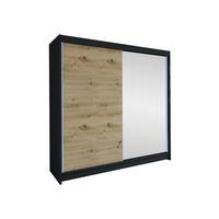 SCHWEBETÜRENSCHRANK Talin I - Silberfarben/Braun, Holzwerkstoff/Metall (180/215/58cm) - MIRJAN24