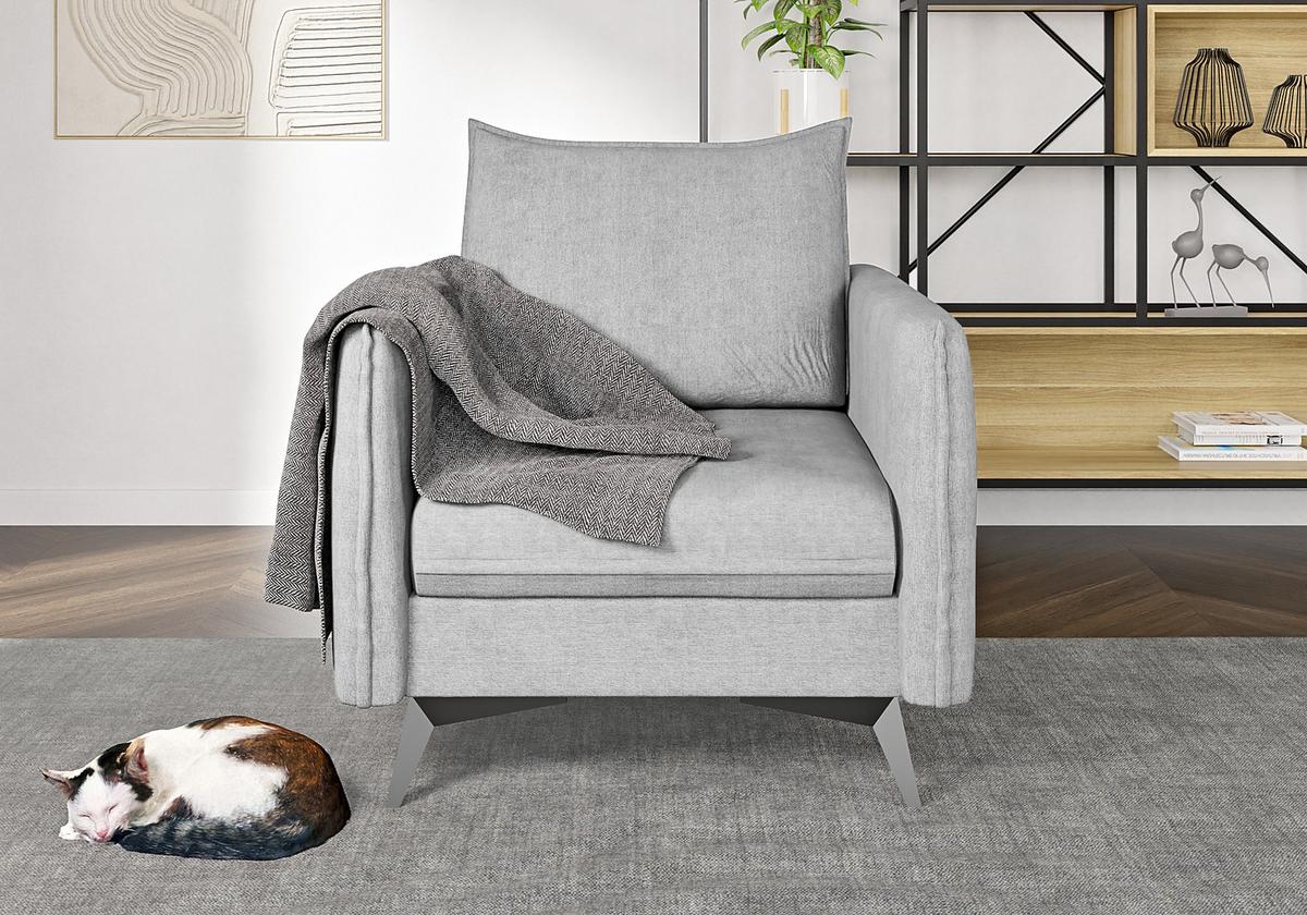 SESSEL Pulse Silber Luxusmicrofaser - Silberfarben/Schwarz, Holz/Textil (74/86/31cm) - S-Style Möbel