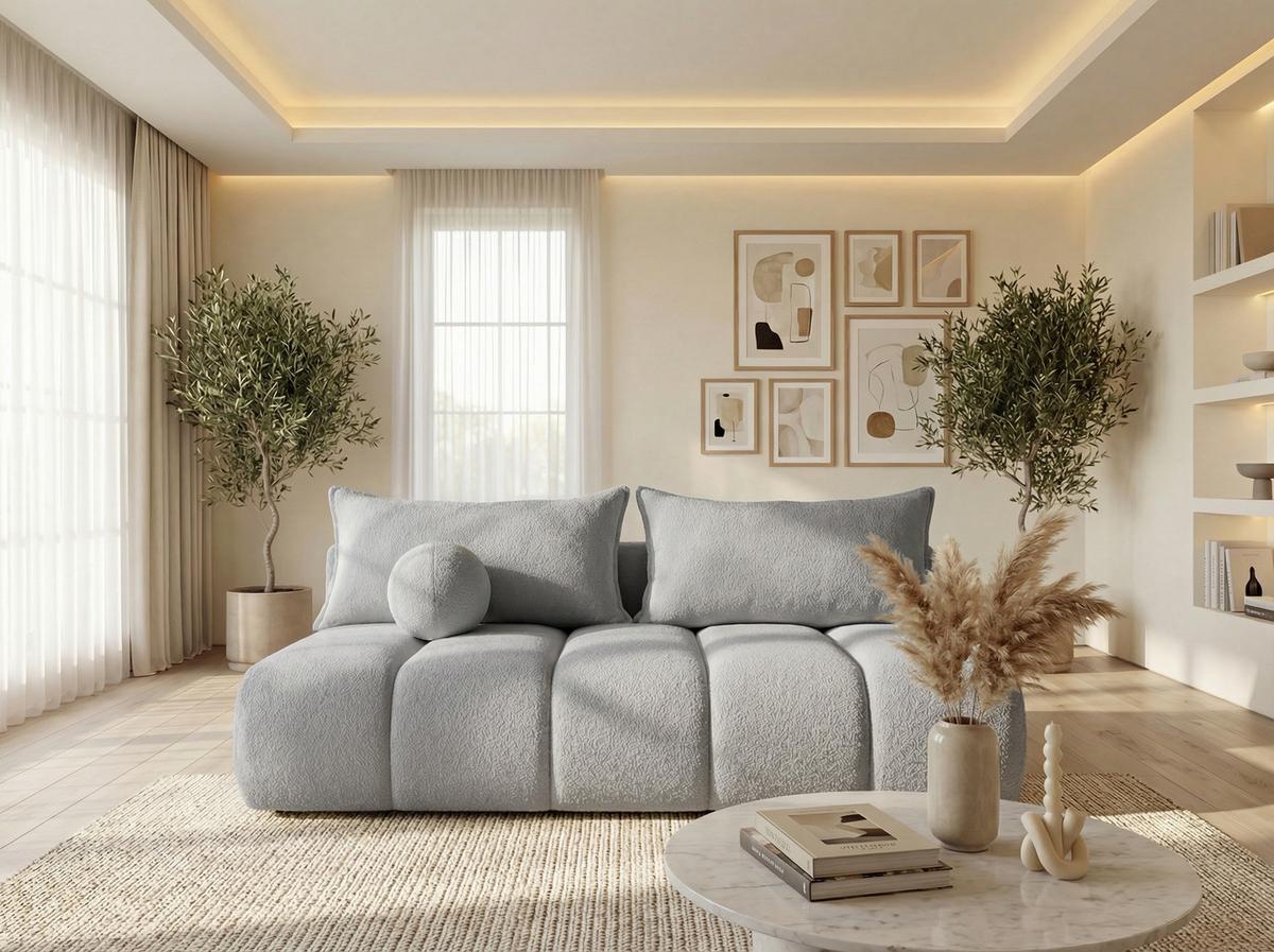 SCHLAFSOFA Milla mit Bettkasten, Hellgrau 205/97/85 cm - Hellgrau, Textil/Metall (205/97/85cm) - WFL GROUP