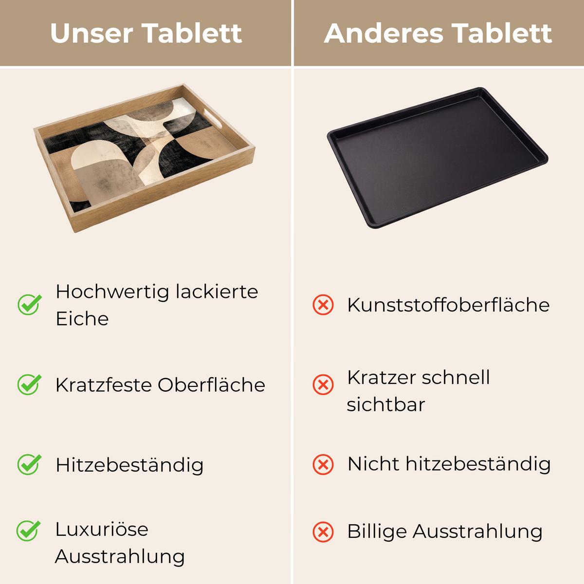 TABLETT Abstrakt - Formen - Modern - Beige 50x35 cm - Beige, Holz (50/5/5cm) - OnlyWow