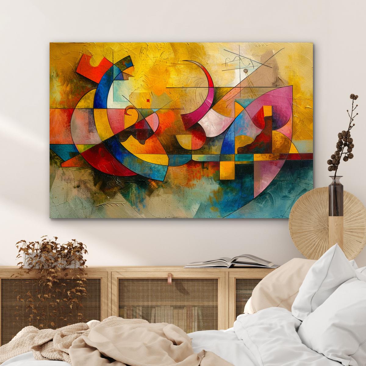 METALLBILD Kunst - Abstrakt - Modern Deko Groß 120x80 cm - Gelb, Metall (120/80cm) - MuchoWow