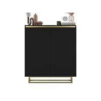 HIGHBOARD Selene 2D Schwarz Matt 111 cm goldfarbener Rahmen - Goldfarben/Schwarz, Holzwerkstoff/Metall (111/125/35cm) - Meble Lindner