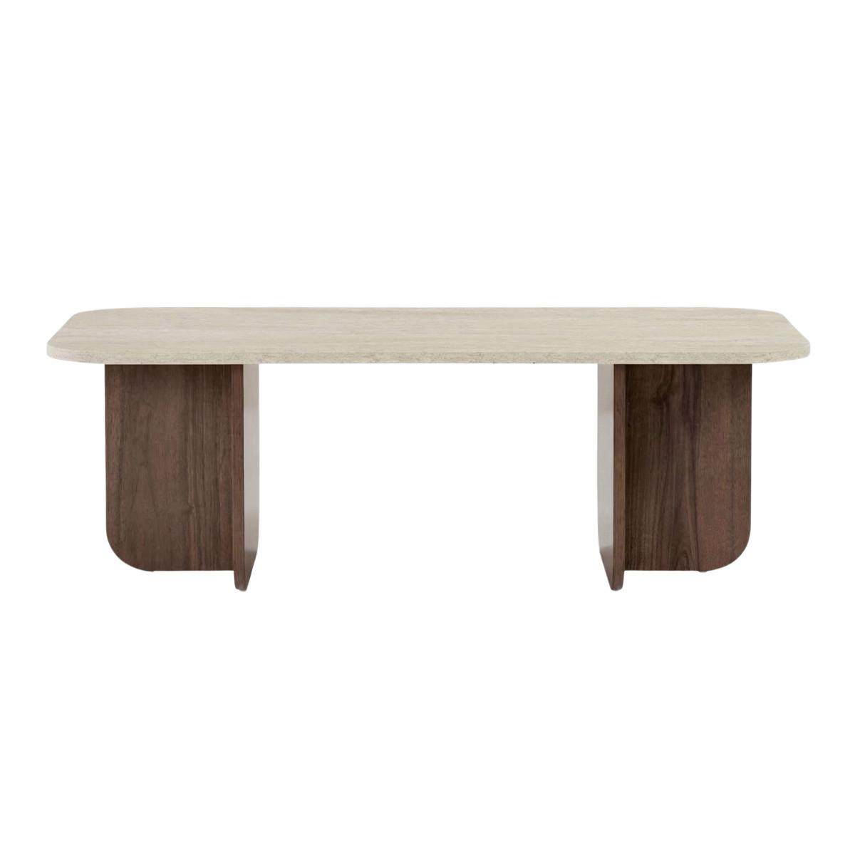 COUCHTISCH RECHTECKIG abgerundete kanten 41,4/120/60 cm - Braun, Holzwerkstoff (120/60/41.4cm) - Calicosy