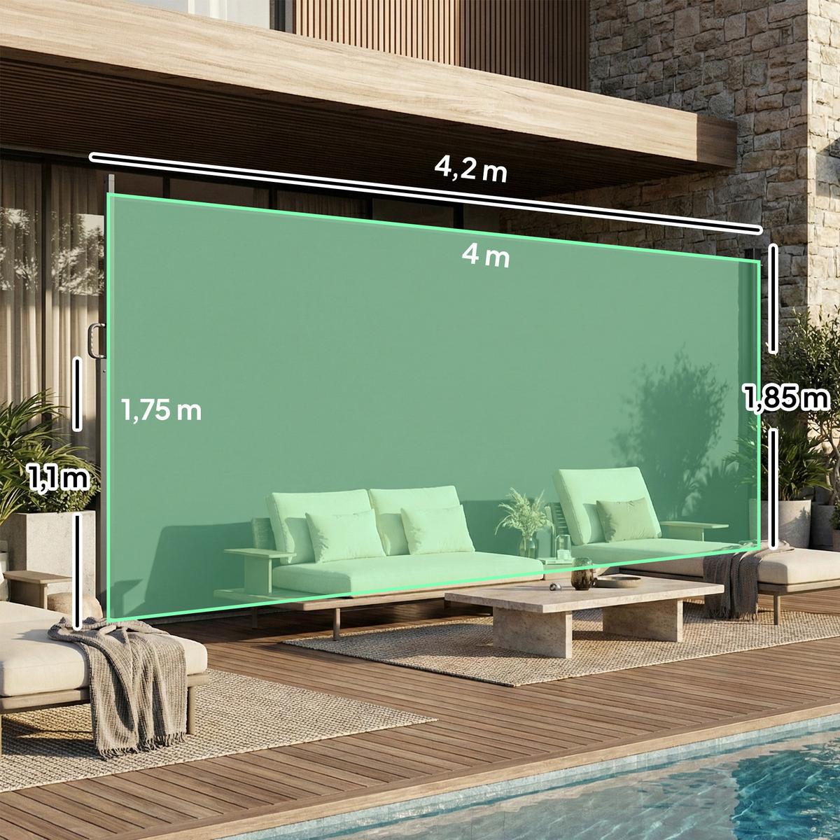 SEITENMARKISE Aluminium Polyester Dunkelgrau - Dunkelgrau, Metall (5/185/420cm) - Outsunny