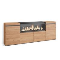 SIDEBOARD Highboard, mit Elektrokamin XXL, eiche, 208/35/75cm - Eichefarben/Multicolor, Holzwerkstoff (208/75/35cm) - Skraut Home