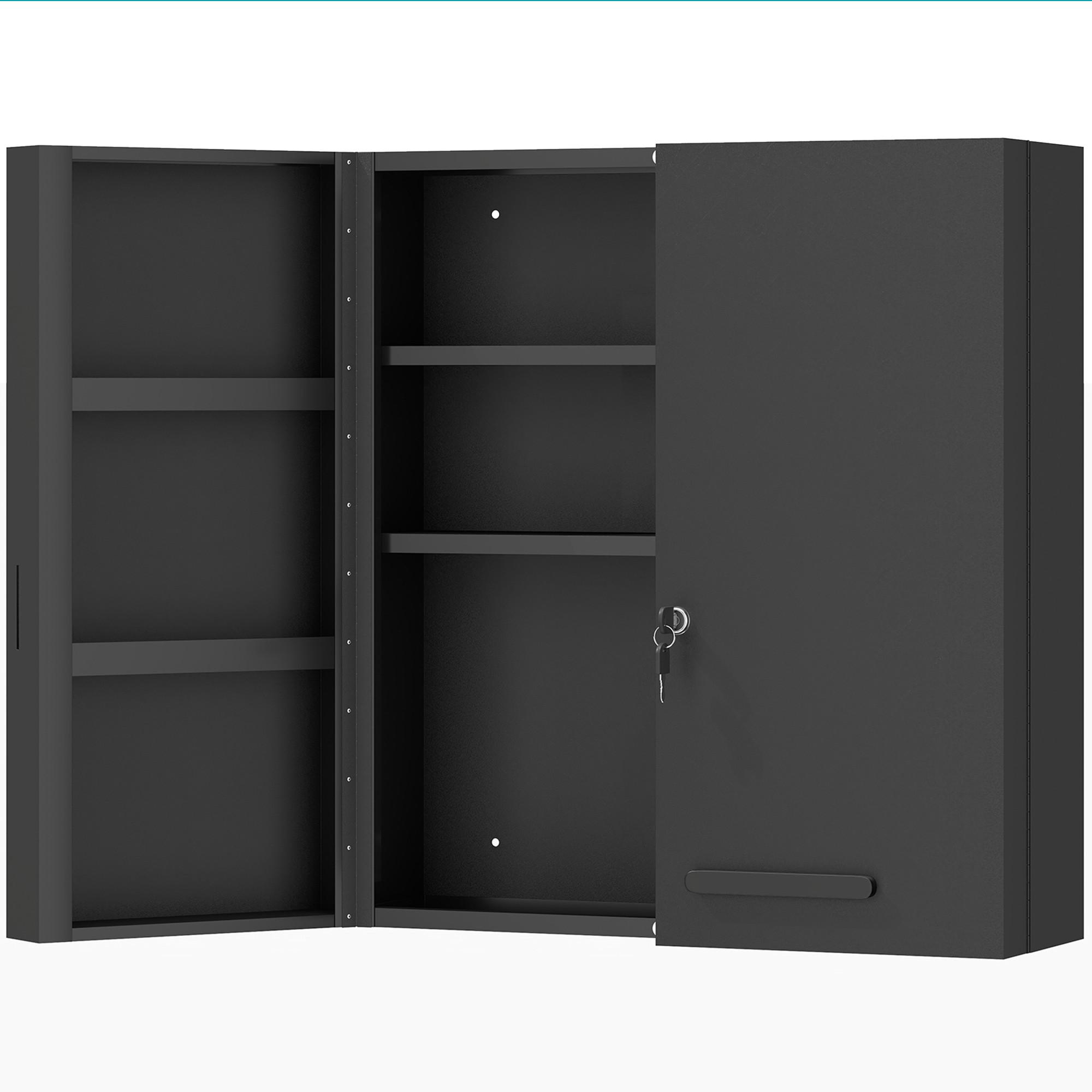 MEDIZINSCHRANK Kaltgewalzter-Stahl Schwarz - Schwarz, Metall (18/60/55cm) - Kleankin