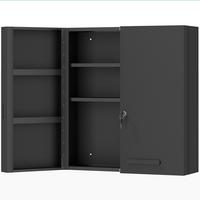 MEDIZINSCHRANK Kaltgewalzter-Stahl Schwarz - Schwarz, Metall (18/60/55cm) - Kleankin