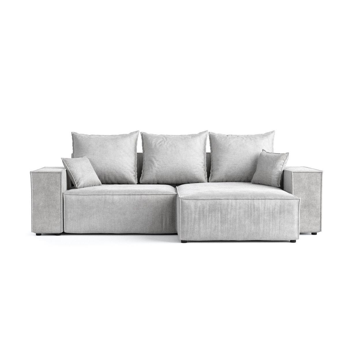 ECKSOFA SENSO mit Schlaffunktion Hellgrau im Wind Stoff - Hellgrau/Schwarz, Holz/Holzwerkstoff (255/148cm) - AltaBeds