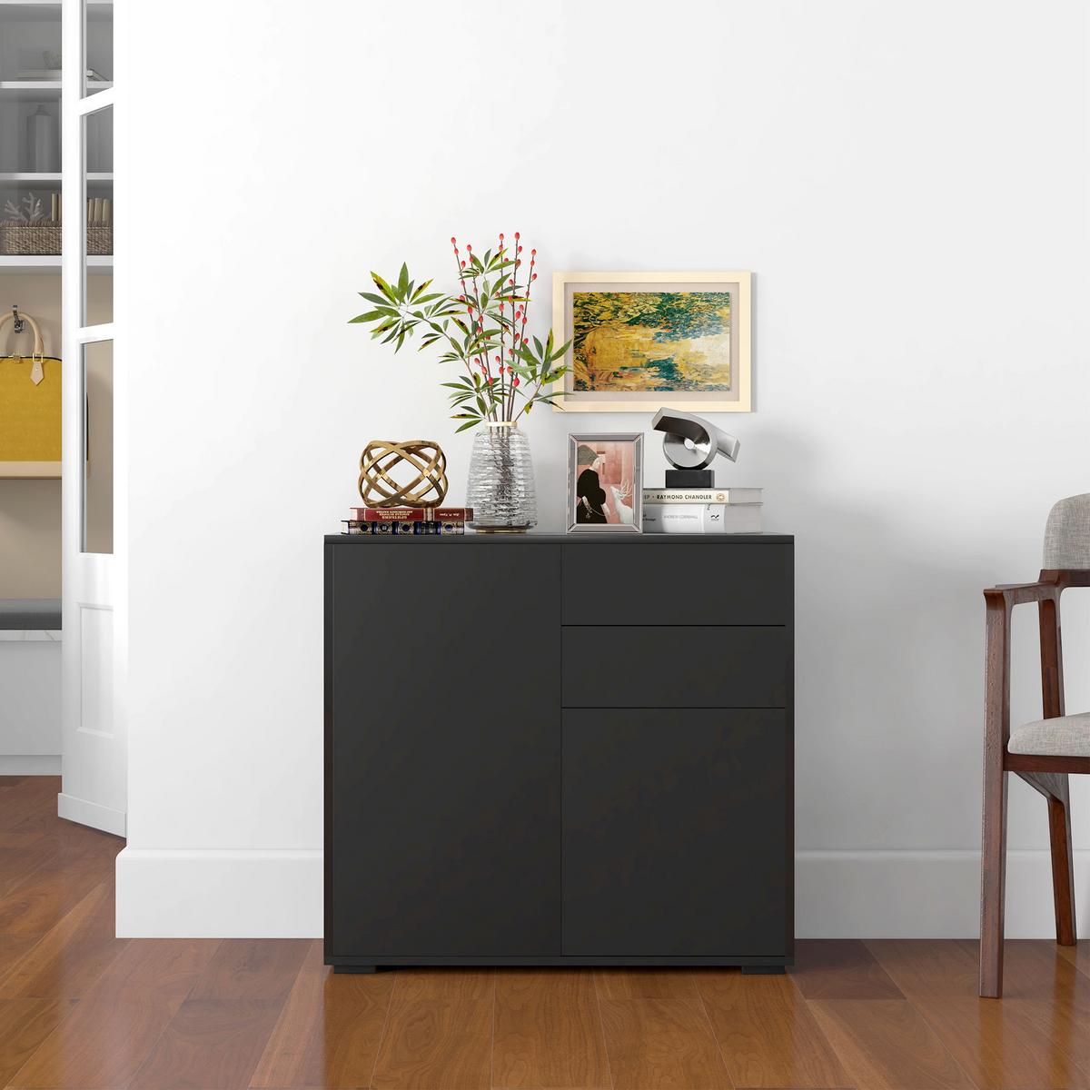 SIDEBOARD Schwarz, 79 x 36 x 74 cm - Schwarz, Holzwerkstoff (36/74/79cm) - HOMCOM