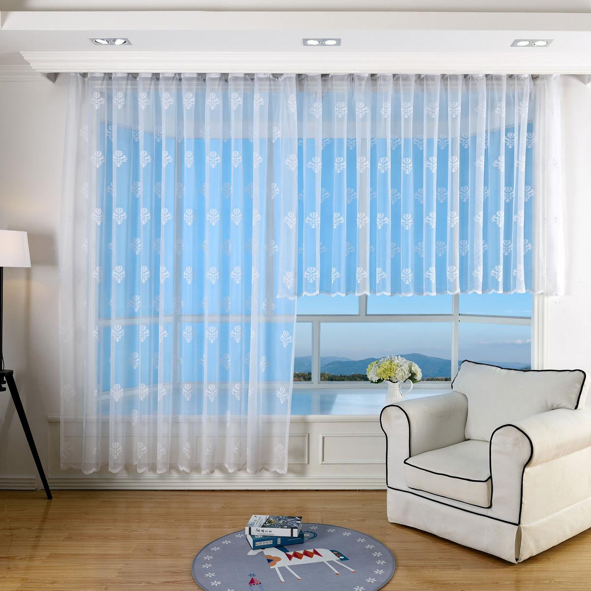 VORHANG BLUMENMUSTER HxB 245x300 cm Weiß - Weiß, Textil (300/245cm) - Gardinenbox