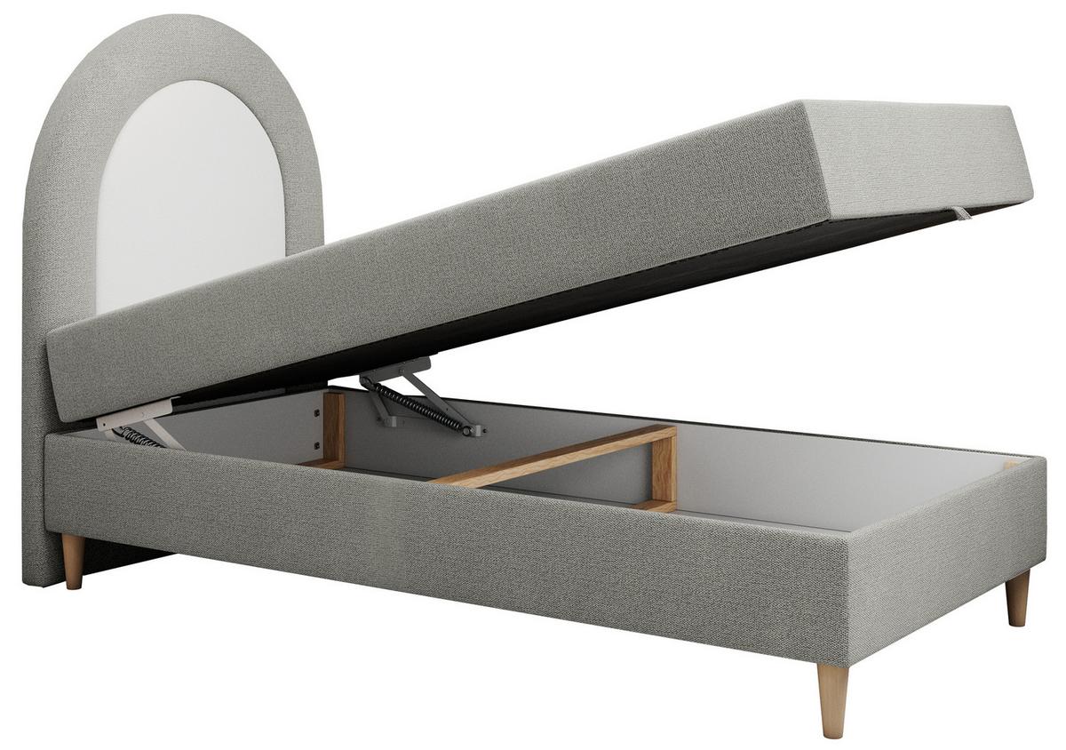 BOXBETT NEST 90/180 Hellgrau Struktur - H3 - Hellgrau, Holz/Textil (90/180cm) - MKS