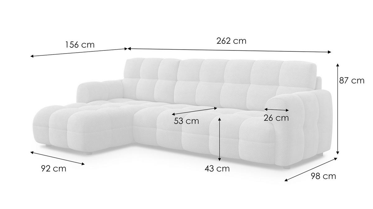 ECKSOFA MELLOW 4-Sitzer, hellgrau - Hellgrau/Schwarz, Holz/Textil (262/156cm) - Wozimo