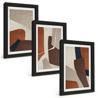BILDER SET 3er Set - 20x30 cm Schwarzer Rahmen - Abstrakte moderne Strukturen - Schwarz, Kunststoff (20/30cm) - TULUP