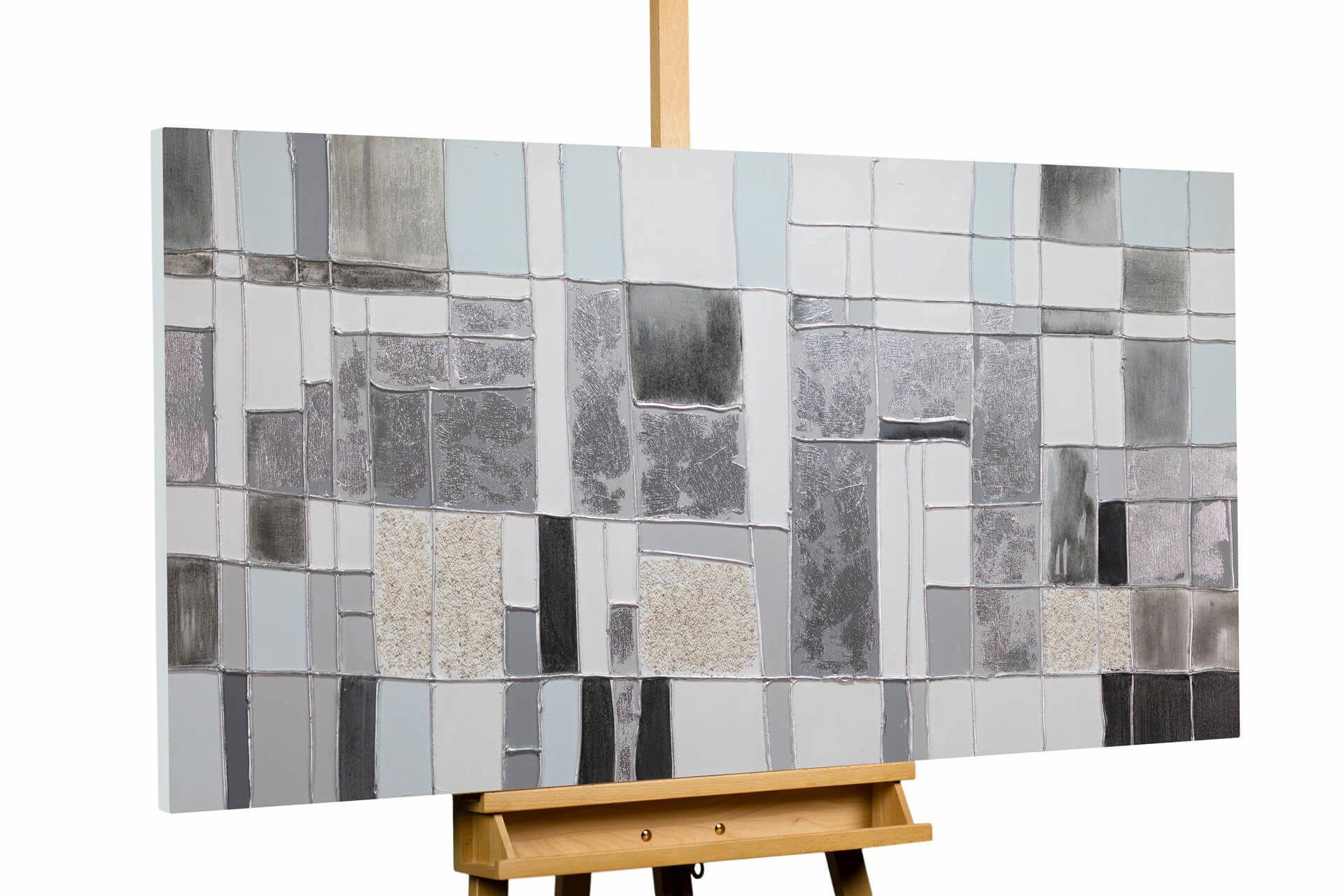 ACRYLBILD HANDGEMALT 120/60 cm - Grau, Holz/Textil (120/60cm) - KUNSTLOFT