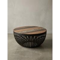 COUCHTISCH Braun aus recyceltem Mangoholz, 70x33x70 cm, im Industrial-Design - Schwarz/Braun, Holz/Metall (70/70/33cm) - KADIMA DESIGN