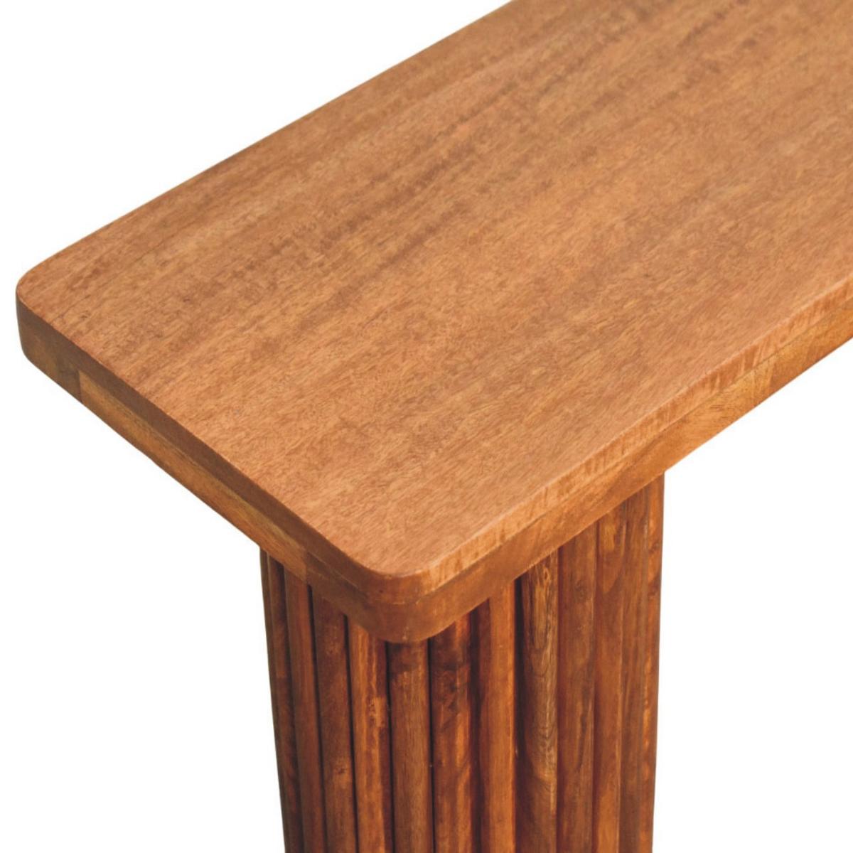SITZBANK mit Amber-Eichen-Finish, 2 zylindrische kannelierte Basen, warmbraun - Braun, Holz (110/45/35cm) - Artisan Furniture