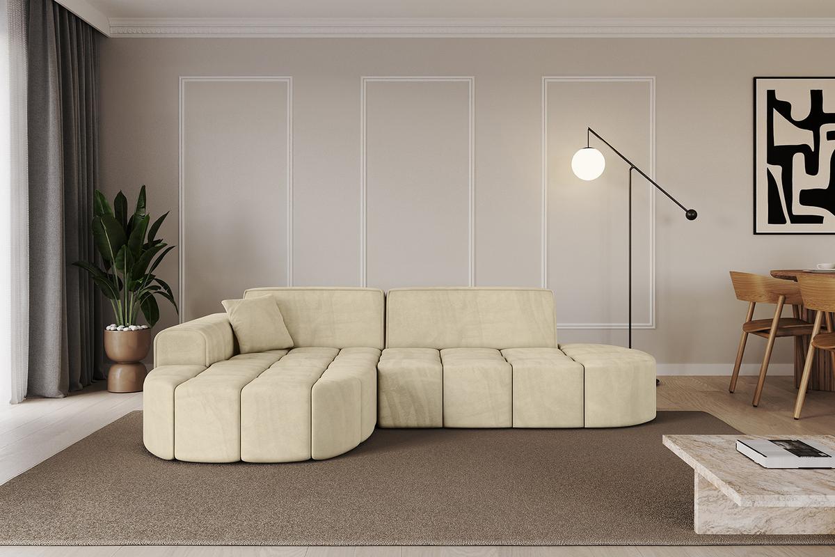 ECKSOFA Ottomane Links LIVO-L1 - 252x173x79,5 cm Beige - Beige, Holzwerkstoff/Textil (252/173cm) - ALTDECOR