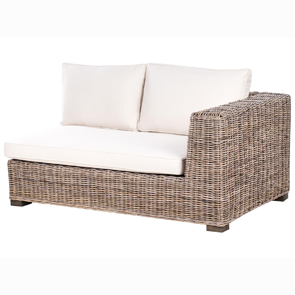 GARTEN-ECKSOFA mit Ottomane 5-Sitzer Rattan Grau Rinella - Dunkelgrau/Grau, Naturmaterialien - Beliani