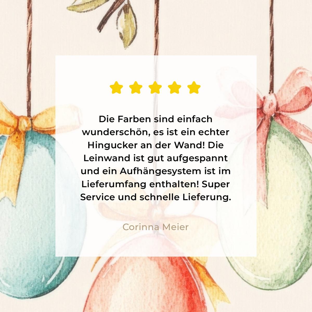 LEINWANDBILD Osterkuchen - Schleife - Eier Gemälde 60x40 cm - Creme, Textil (60/40cm) - MuchoWow