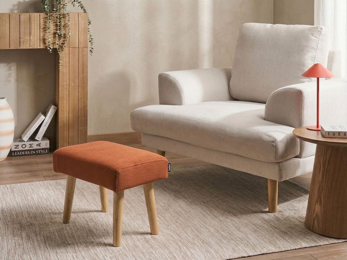 HOCKER Stoff Orange Takoma - Hellbraun, Textil (50/34/30cm) - Beliani