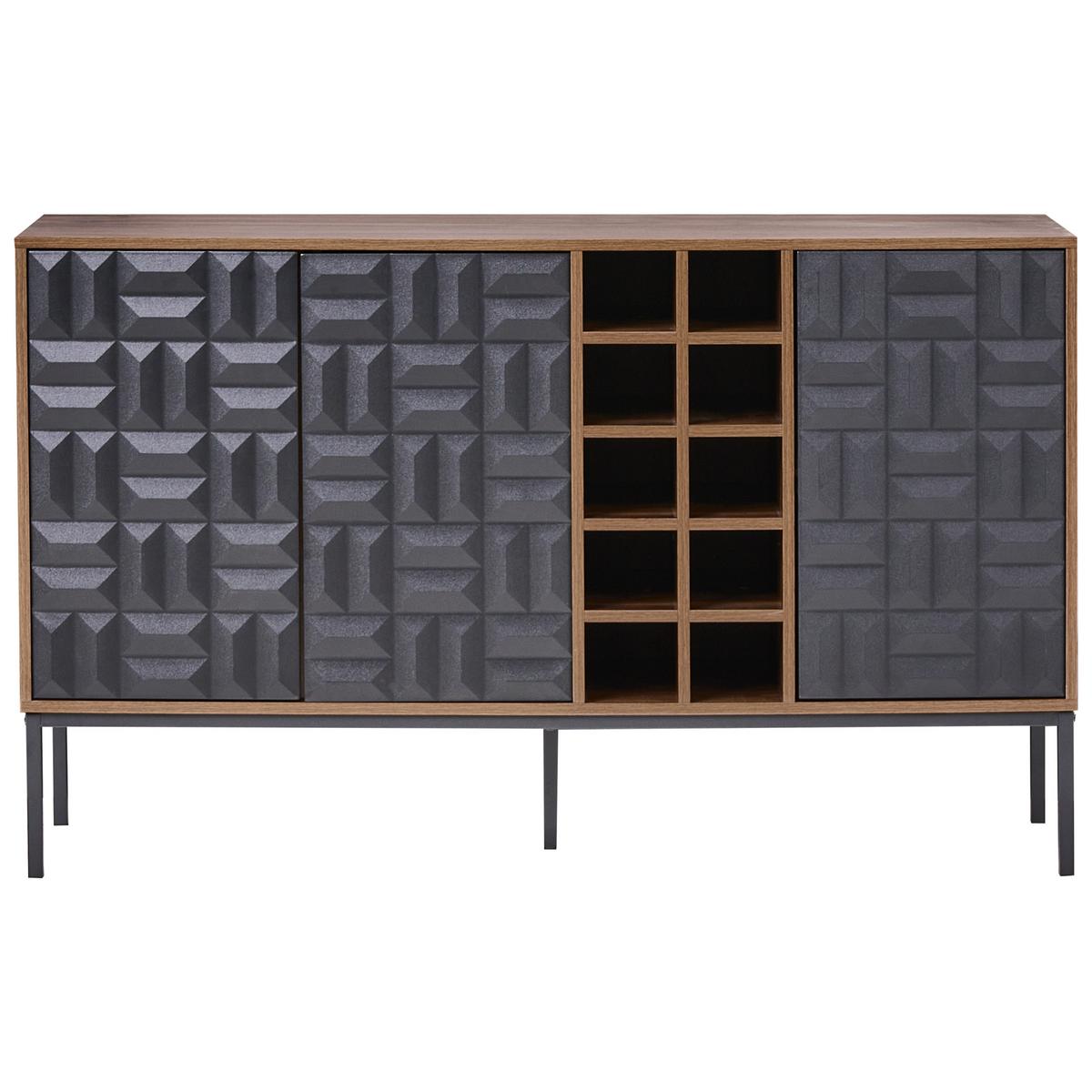 WEINREGAL Dunkelbraun Caraquet - Schwarz/Braun, Holzwerkstoff (140/85/40cm) - Beliani