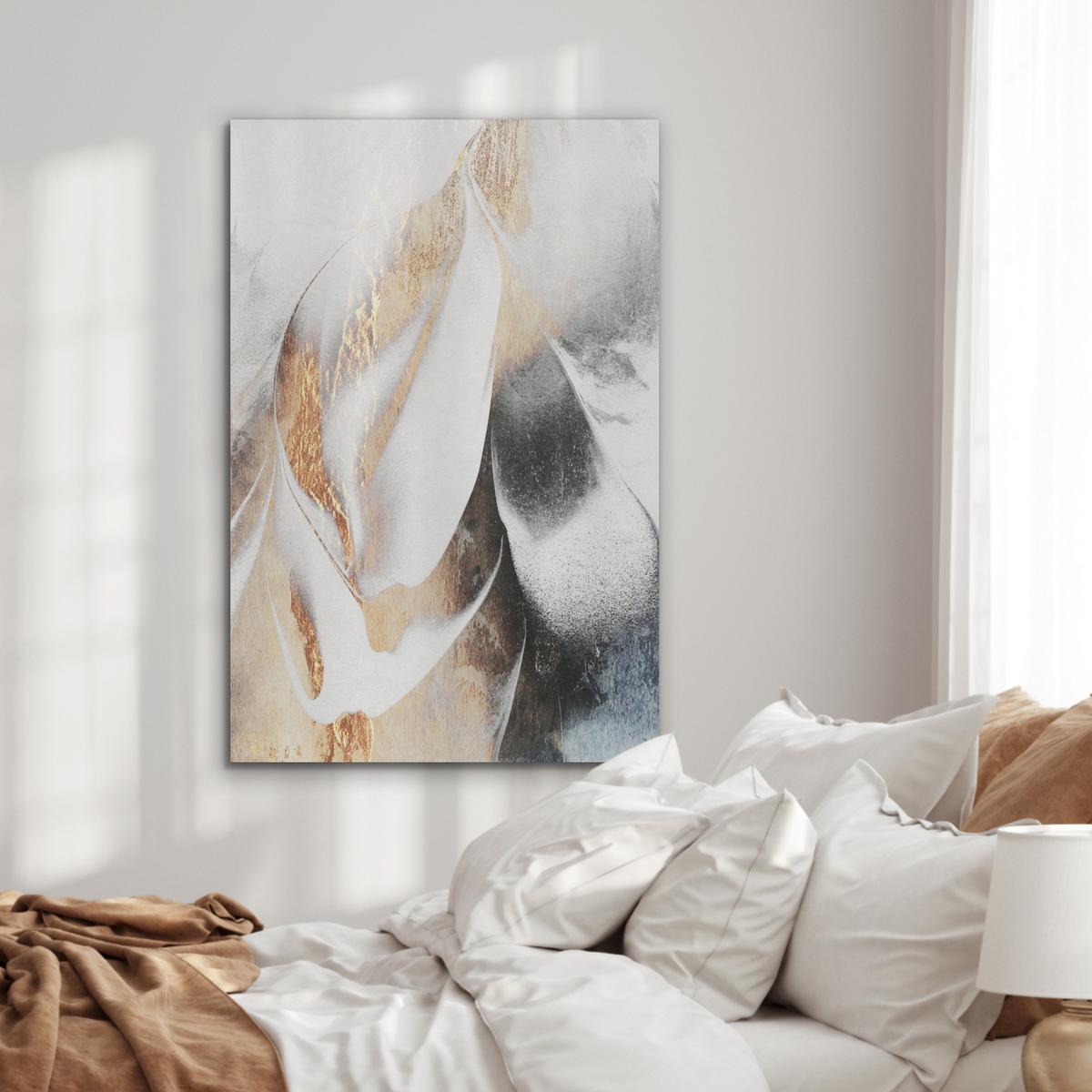 AKUSTIKBILD Luxus - Abstrakt - Gold - Weiß Wanddeko 70x100 cm - Goldfarben, Kunststoff (70/100/0.9cm) - MuchoWow
