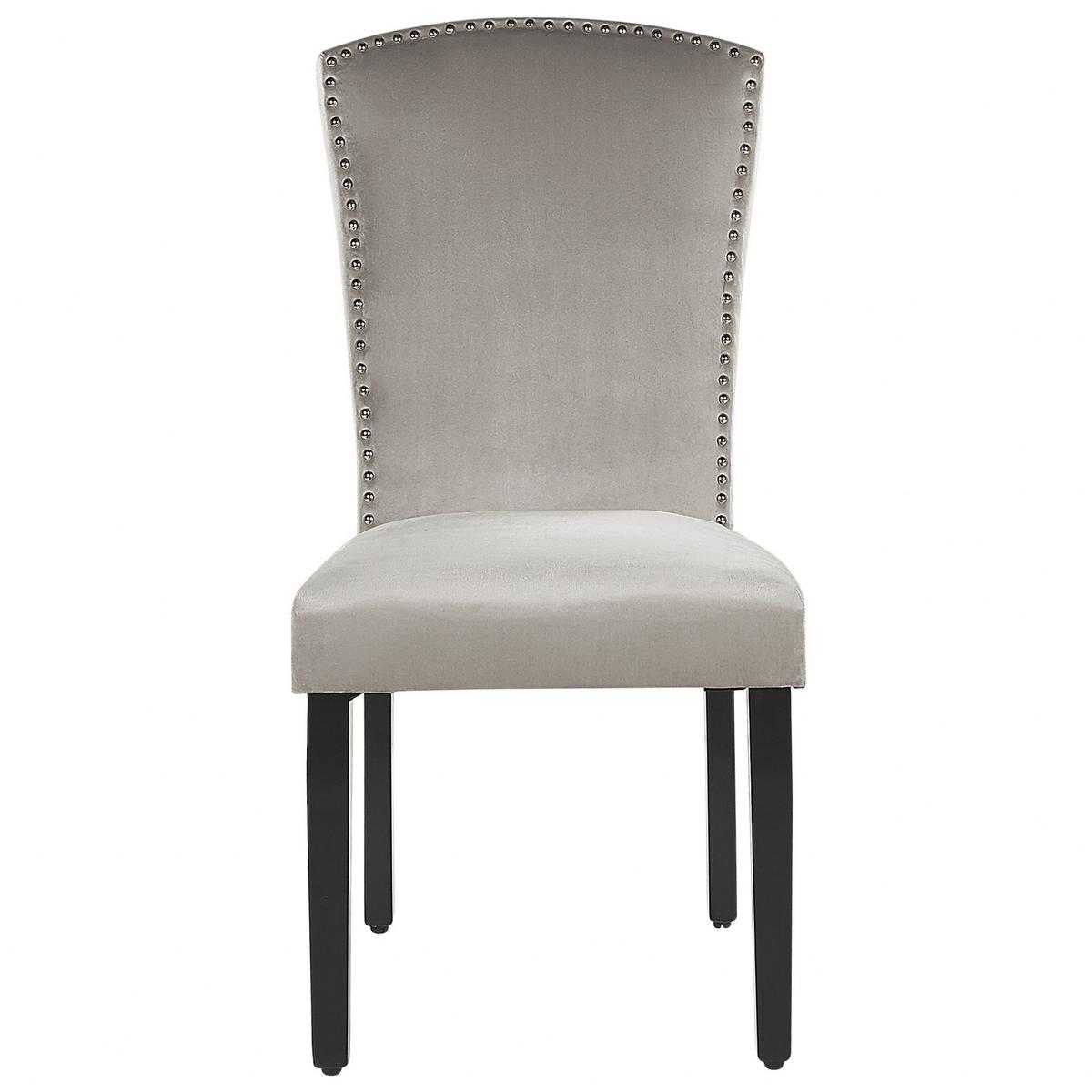ESSZIMMERSTUHL 2er-Set Samtstoff Grau Piseco - Grau, Holz/Textil (48/97/62cm) - Beliani