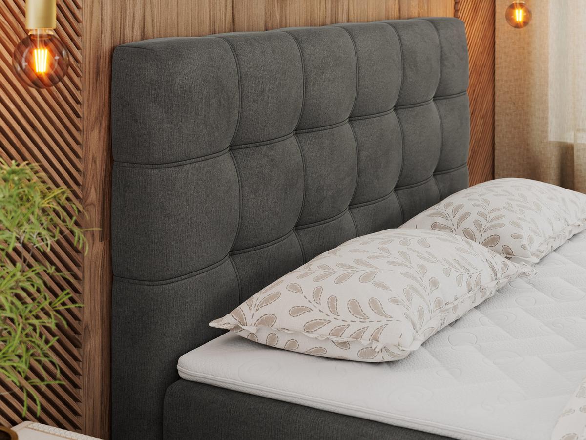 BOXBETT ERNI 160/200 - Dunkelgrau Velvet - H3 - Dunkelgrau, Holz/Textil (160/200cm) - MKS