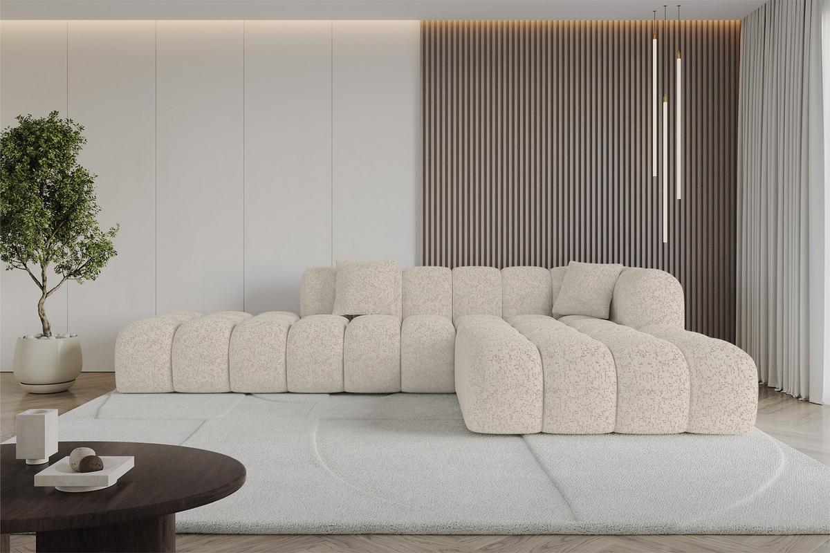 ECKSOFA Ottomane Rechts OLEA-L2 - 289x176x71 cm Beige - Beige/Schwarz, Holzwerkstoff/Kunststoff (289/176cm)