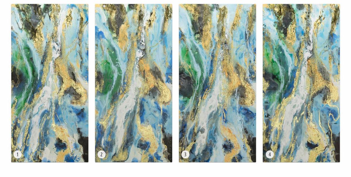 ACRYLBILD HANDGEMALT 60/120 cm - Blau/Weiß, Holz/Textil (60/120cm) - KUNSTLOFT