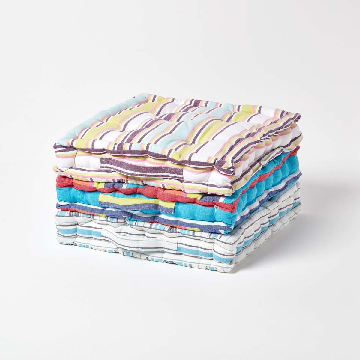 SITZKISSEN bunt gestreift 50/50/10 cm - Multicolor, Textil (50/50/10cm) - Homescapes