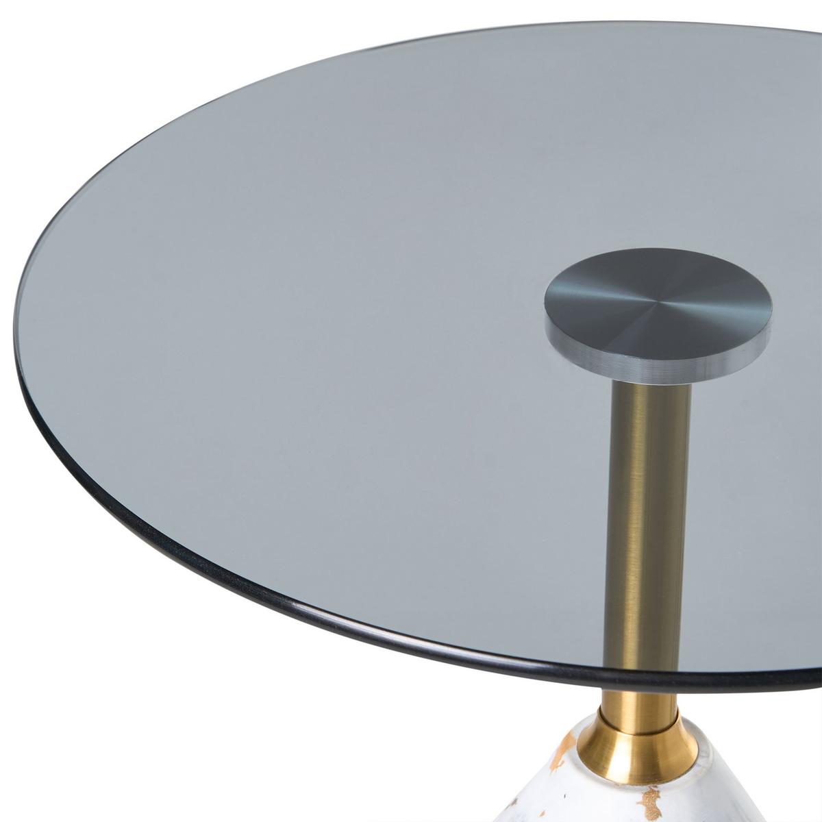 BEISTELLTISCH Sicherheitsglas Weißer Marmor Wabby - Weiß, Metall (40/40/56cm) - Beliani
