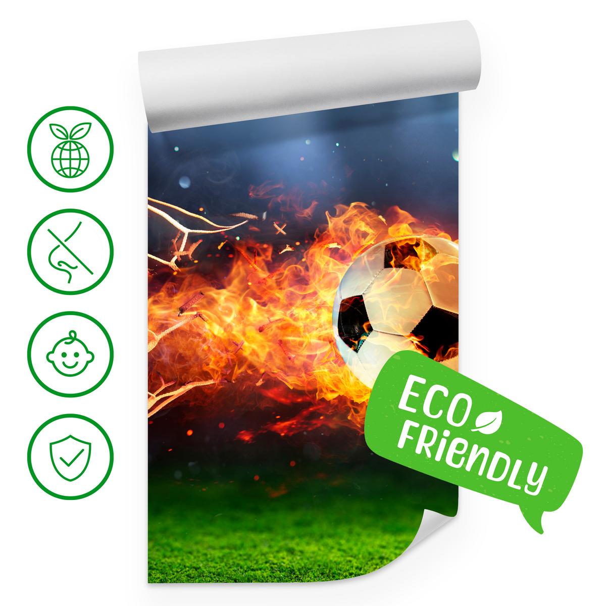 FOTOTAPETE für Jugendzimmer Fußball Flammen Stadion Feuer 400x280 - Multicolor, Papier (400/280cm) - Muralo