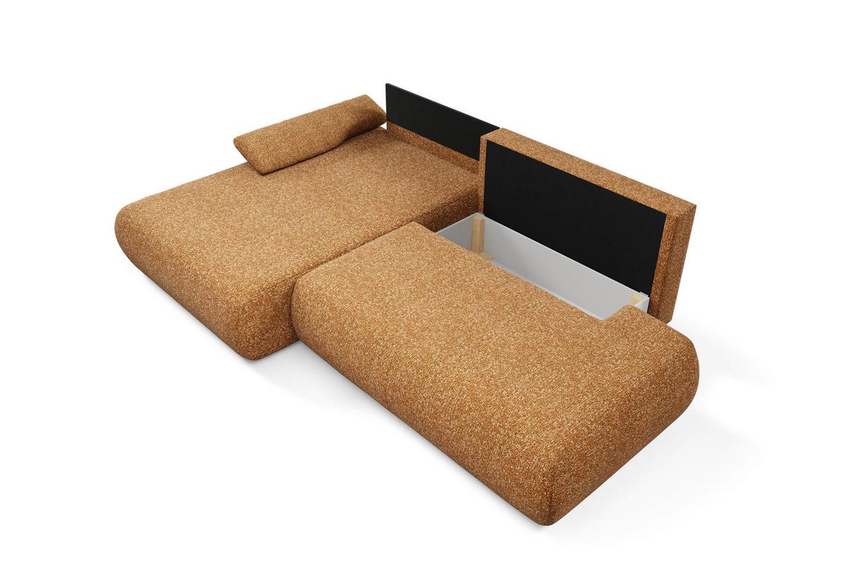 ECKSOFA DELTA L-S Braun Geflochtener Stoff mit Schlaffunktion - Braun, Holz (286/173.5cm) - MASSENO