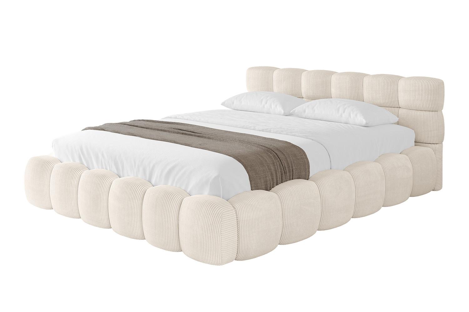 POLSTERBETT mit Bettkasten und Lattenrost, Bett mit Matratze H3/H4 - LEYA-v1 160x200 Beige - Beige, Holzwerkstoff/Textil (160/200cm) - ALTDECOR