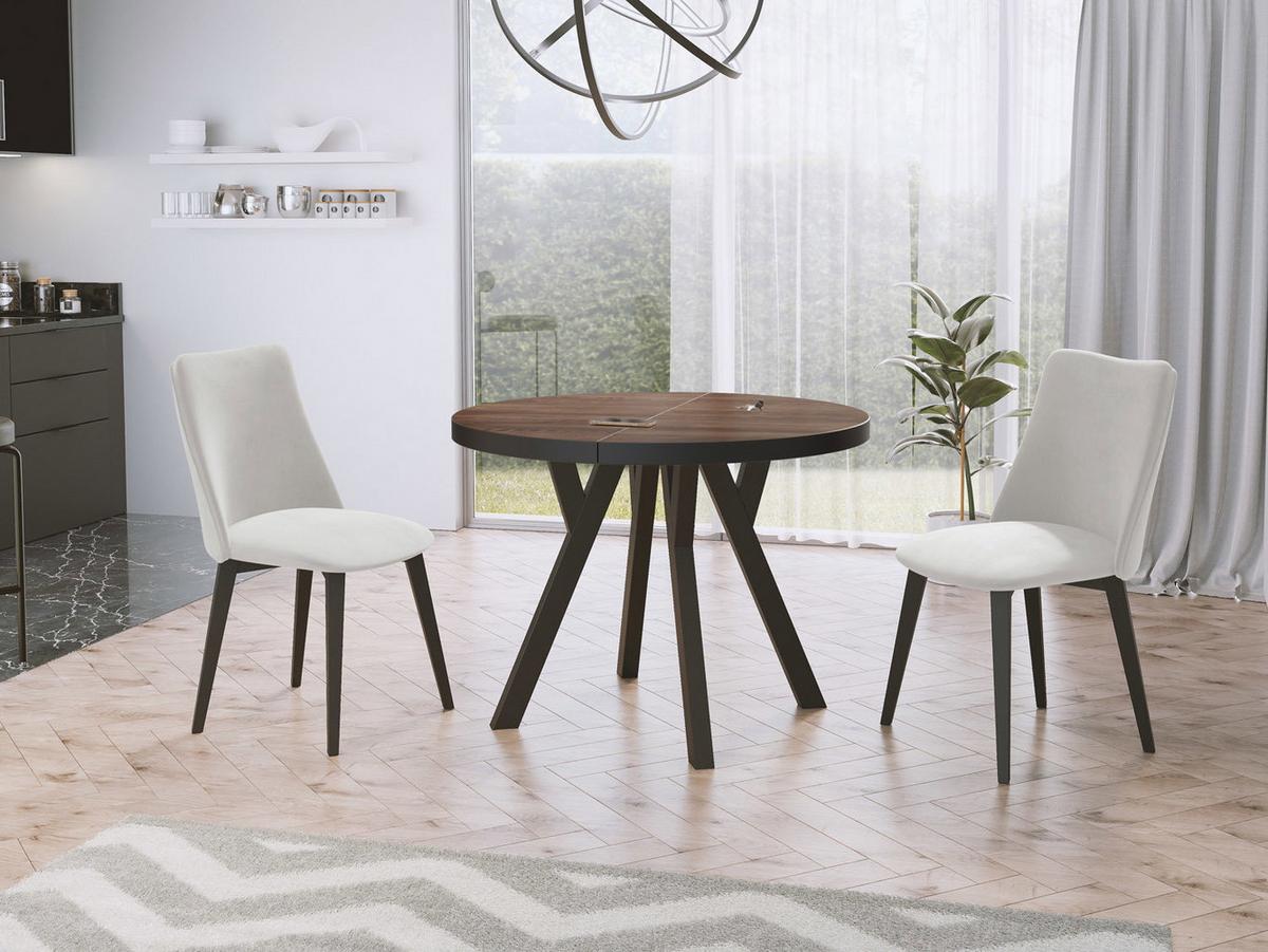 ESSTISCH Twixy runder ausziehbarer, Arvadonna Chestnut 100-200/100/76 cm - Kastanienfarben/Schwarz, Holz/Holzwerkstoff (100/200/76cm) - WFL GROUP