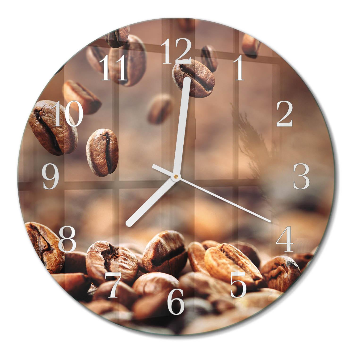 WANDUHR aus Glas Ø30 cm - Kaffeebohnen - Braun, Glas (30/30/0.4cm) - TULUP
