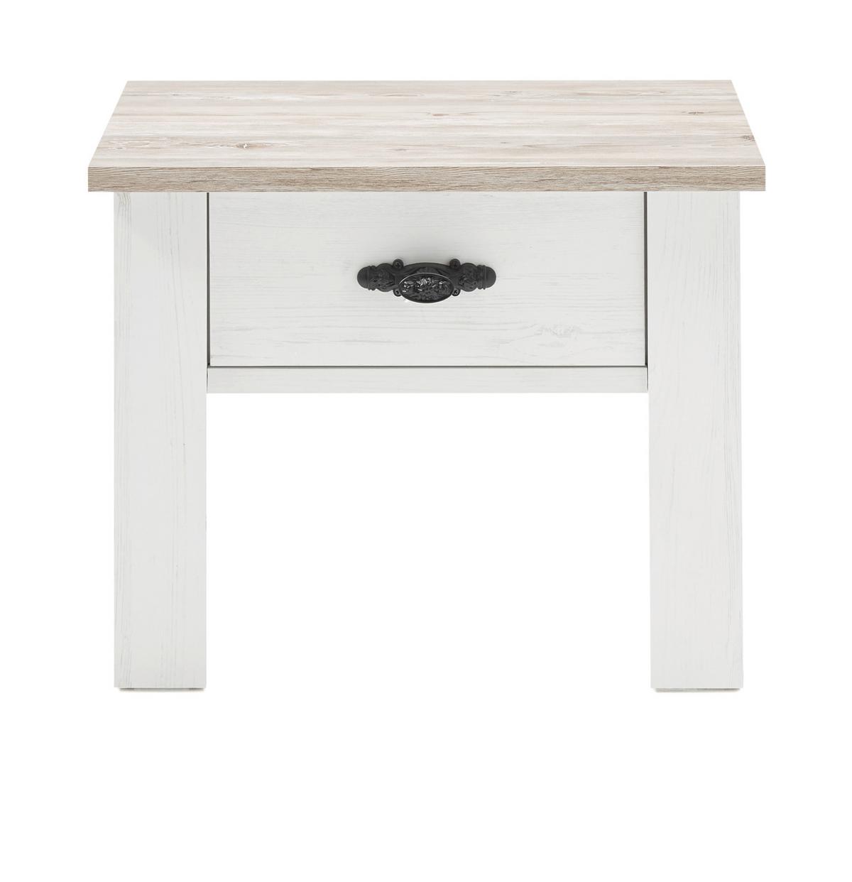 NACHTTISCH Pinie weiß, Oslo Pinie Landhaus, Nachtkommode, 58 x 45 cm - Weiß/Pinienfarben, Holzwerkstoff/Metall (40/86/58cm) - Furn.Design