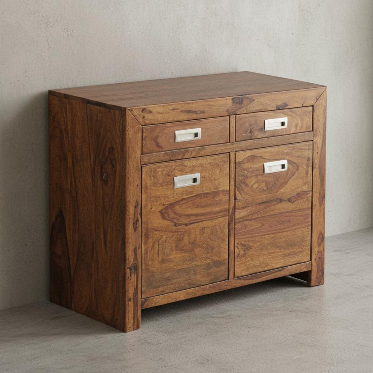 SIDEBOARD – Massivholz, 90 cm, 2 Türen, Schubladen, viel Stauraum - Braun, Holz (90/70/40cm) - KADIMA DESIGN