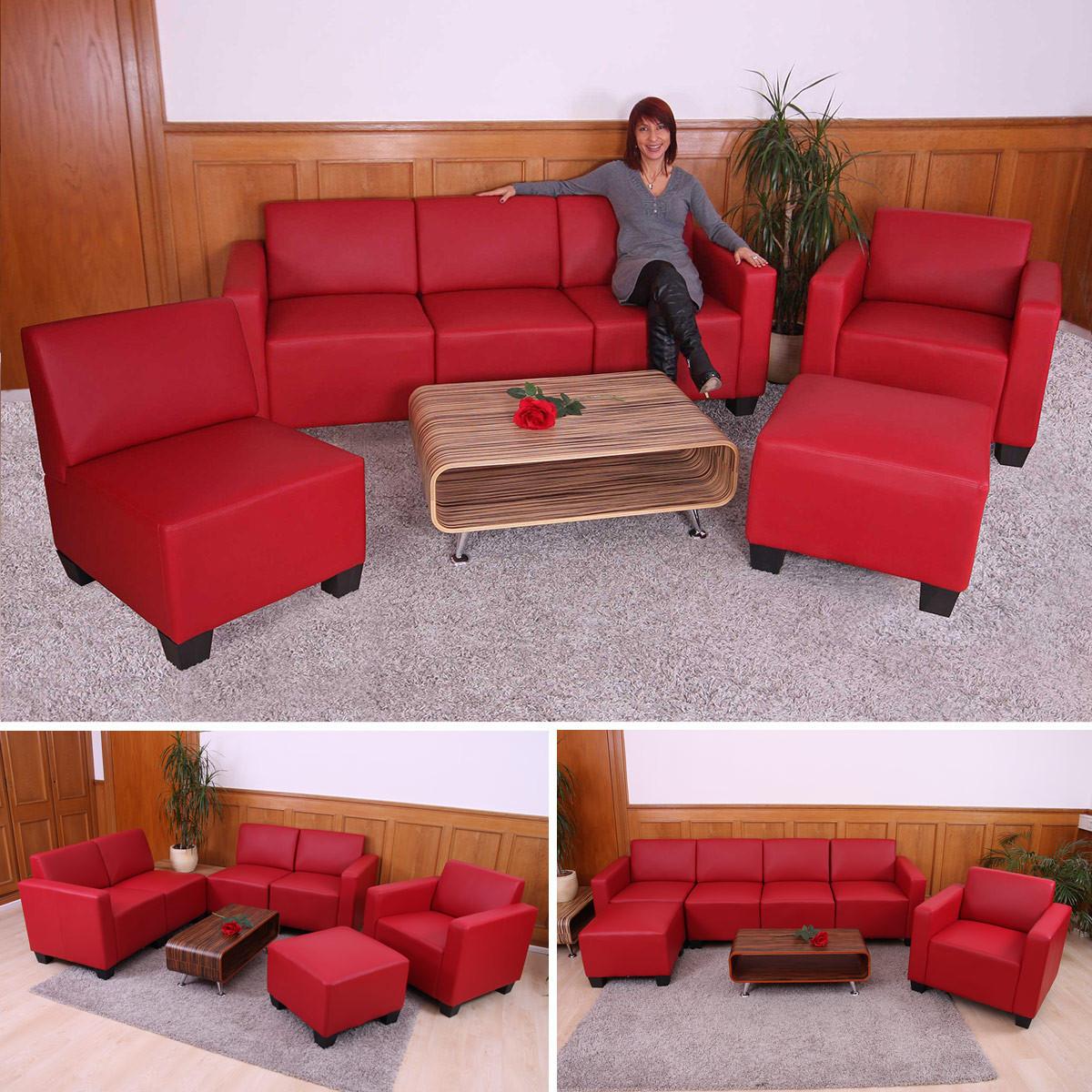 COUCH-GARNITUR Rot - Rot, Textil (193/76/72cm) - MCW